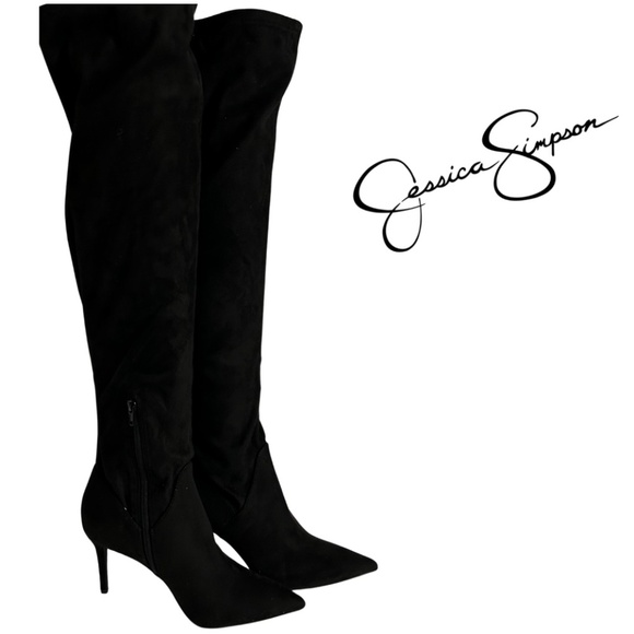 NWT Jessica Simpson Over the Knee Boots Size 8 Black Stiletto Heel - Picture 1 of 6